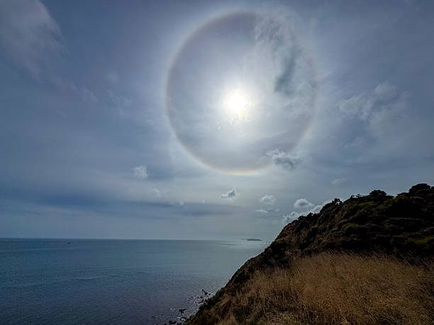 istock A rainbow ring on the sun above the blue ocean 2208766365
