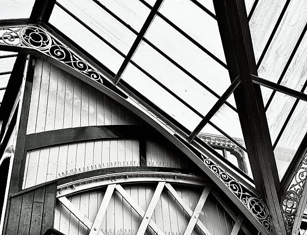 Abstract Intricate Geometric Triangular metal truss frame background
