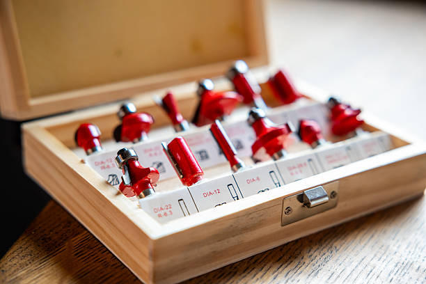 istock Wooden Box with Red Router Bits and Detailed Labels on Display 2208771501