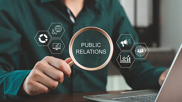 istock Public relations concept. PR, Communication advertising marketing strategy. Businessman use laptop with public relations on virtual screen for communication advertising marketing strategy. 2208773669