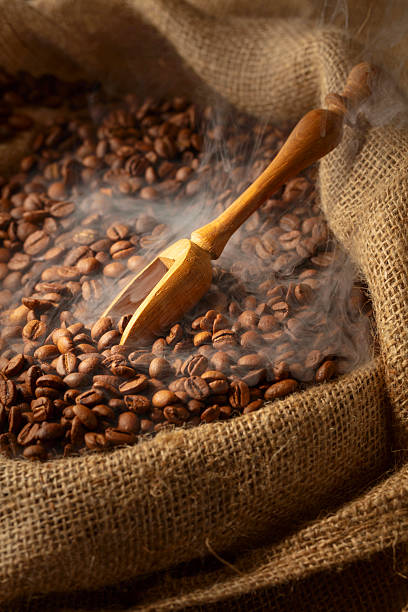 istock Fresh roasted coffee beans in burlap bag. 2208780199