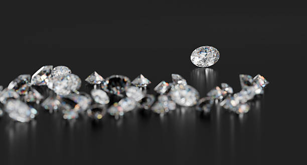istock Brilliant Diamonds group placed on glossy background 3d Rendering Soft Focus 2208781301