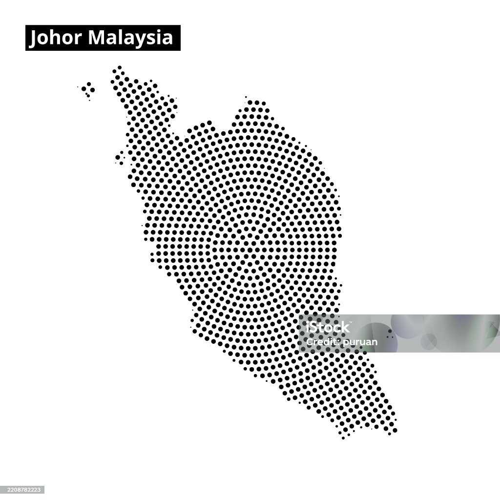 Johor Map Vector Map Of Johor Malaysia Outlined With Dotted Pattern Stock Illustration ...