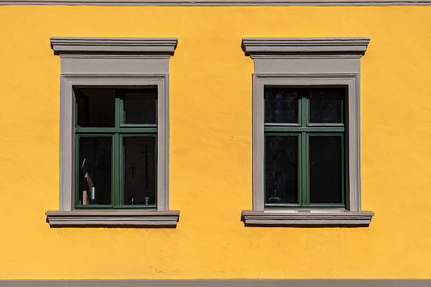 Germany, Berlin, Zehlendorf, March 19, 2025 -Two windows of a residential building