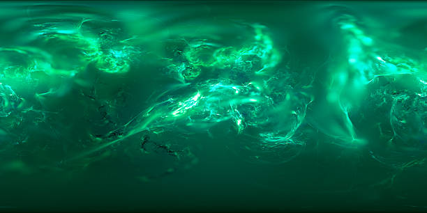 istock 360 VR environment. Abstract green plasma. Fractal render. 2208784625