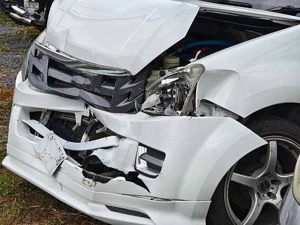 istock Abandoned cars after accidents in a dense overgrown setting 2208786965