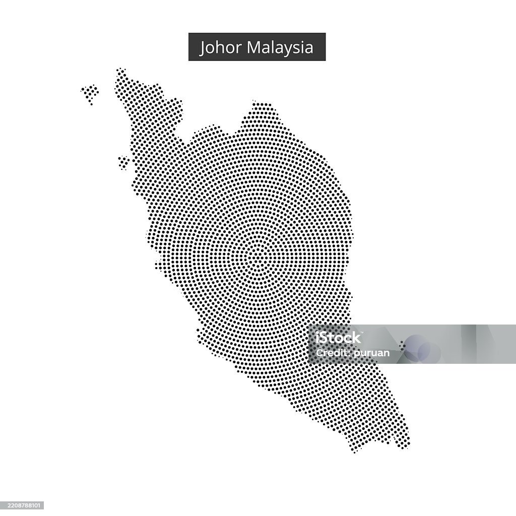 Johor Map Vector Map Of Johor Malaysia Outlined With Dotted Pattern Stock Illustration ...