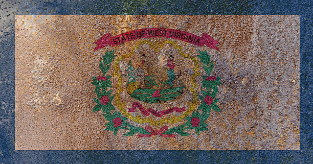 istock West Virginia State Flag. Dirty West Virginia state flag on rusty metal surface. 2208788918