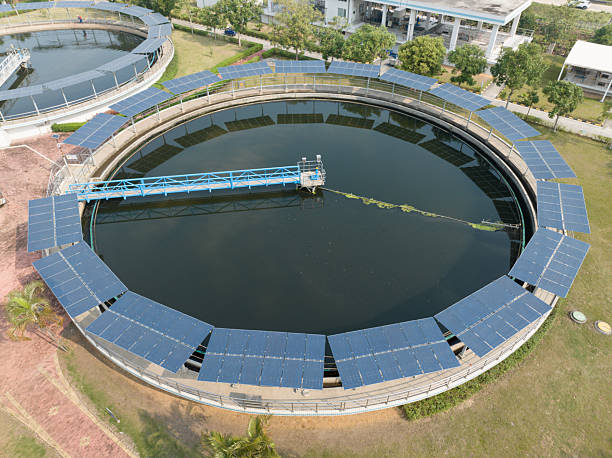 istock Wastewater treatment plant using solar energy to generate electricity 2208793995