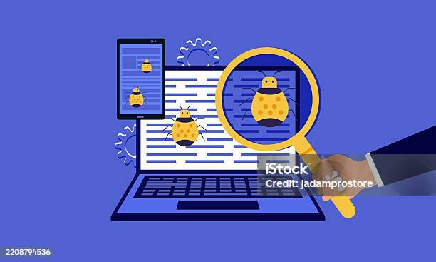 Bug Fixing And Software Testing Vector Concept Stock Illustration ...