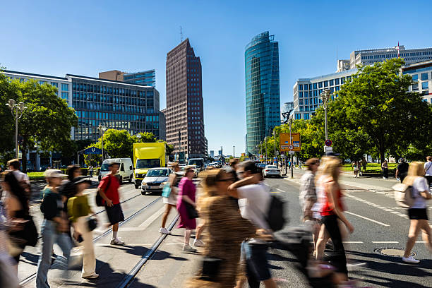 istock Potsdamer Platz in Berlin with people, long explosure 2208796009