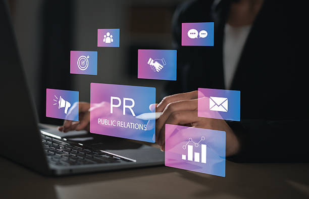 istock Businessman using laptop with public relations on virtual screen for marketing strategy, public relations concept, communication, advertising, marketing. 2208799081