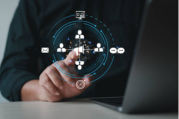 istock Businessman using laptop with public relations on virtual screen for marketing strategy, public relations concept, communication, advertising, marketing. 2208799125