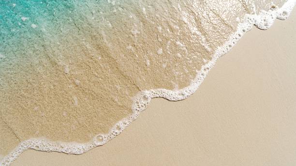 istock beautifully wave on  sand beach, closeup, top view 2208814447