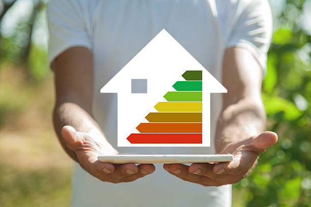 istock Housing energy efficiency rating. Energy with consumption bar 2208817586