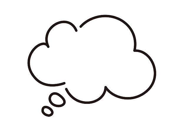 ilustrações de stock, clip art, desenhos animados e ícones de line width can be edited. simple and stylish cloud-shaped hand-drawn speech bubble vector illustration - balão de pensamento