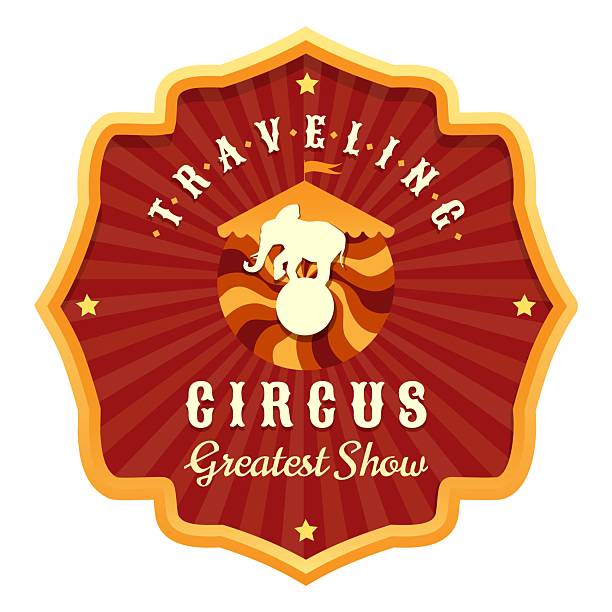 Traveling circus carnival show emblem Traveling circus carnival show emblem. Greatest show circus banner design template isolated vector illustration power balance pavillion stock illustrations