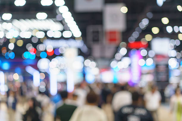 Blurred Crowd at a Vibrant Motor Show