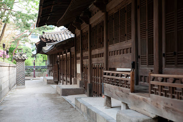istock traditional Korean building and footpath 2208835476