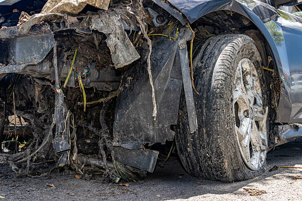 istock The front part of the car damaged from a car accident 2208838245