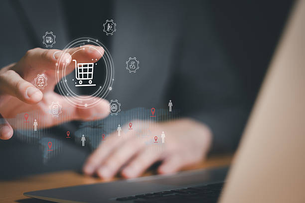 istock People hand using smartphone and laptop to make payment for online shopping application. After success it's show purchase order send to warehouse and making delivery process. Online banking. 2208838478