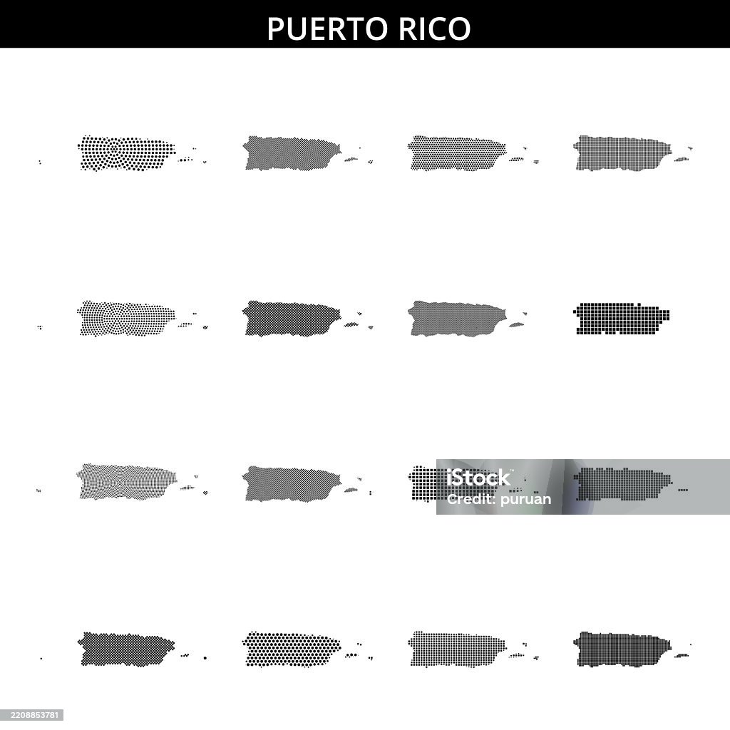 Puerto Rico Graphc Graphic Representation Of Puerto Rico With Dotted Map Design And ...