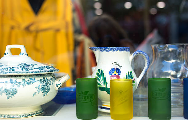 Paris, France: Vintage Ceramics in Shop Window
