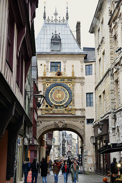 Gros Horloge in Rouen in Normandy, France historic monument in the centre of Rouen in Normandy, France rue du gros horloge photos stock pictures, royalty-free photos & images