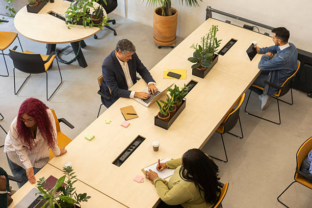 istock Multi-ethnic team collaborating in modern coworking space with plants 2208866669