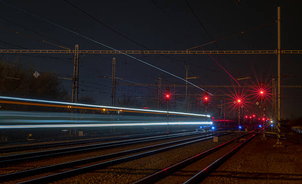 istock Spring evening with semaphore lights and trains in Stare Mesto CZ 03 28 2025 2208867161