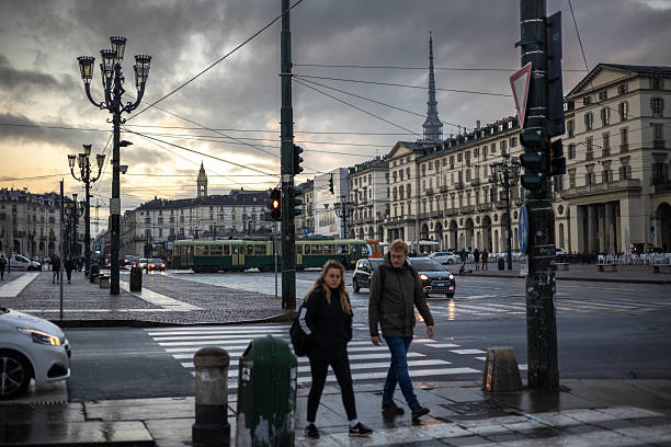MILAN, ITALY - October 11, 2025: Bear Street view at dusk, Milan, Italy. (Via dell'Orso)
