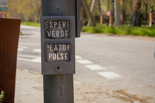 istock Button to be able to cross the pedestrian crossing 2208880645