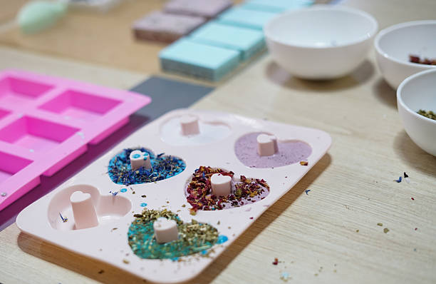 istock Natural handmade soaps in silicone molds. 2208887763