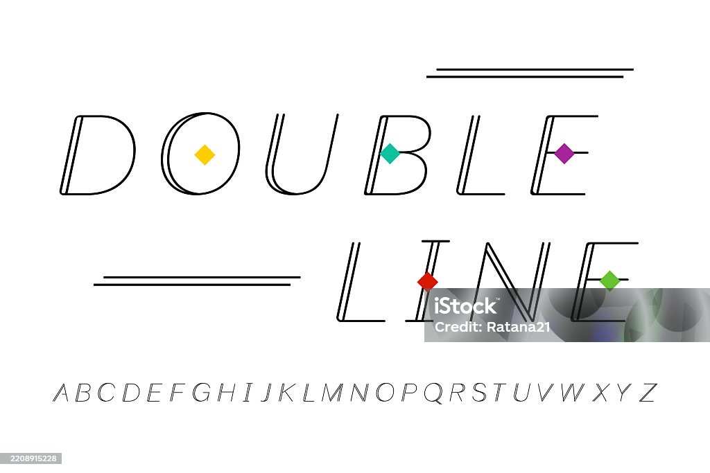 Alphabet Double Line Fonts Set Typography Logo Creative Font Vector ...