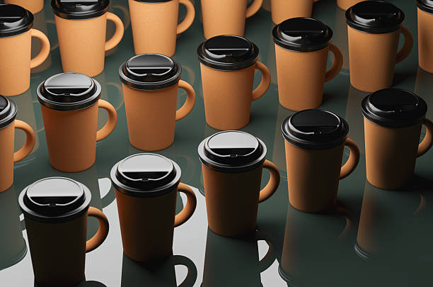 3d rendered, sustainable living cardboard take away cup with handle