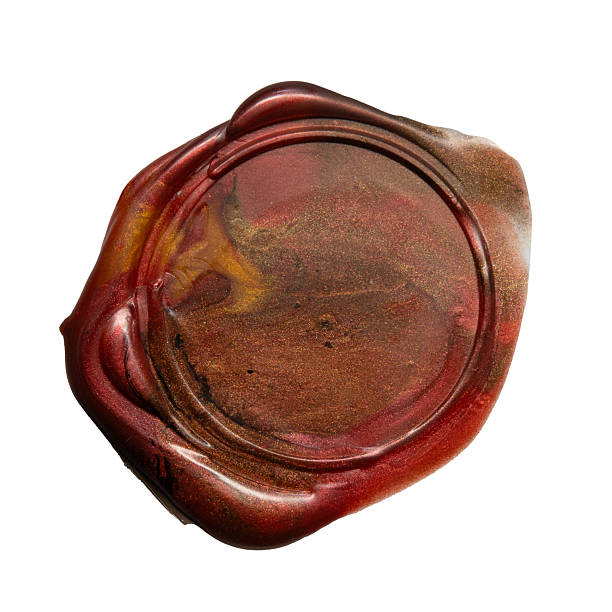 Red Vintage Wax Seal Stamp with a Simple Round Design on white background with clipping path