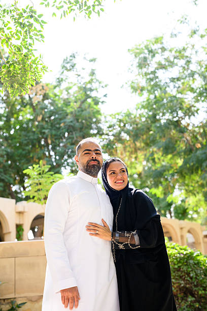 istock Middle Eastern couple standing together in traditional wear 2208933752