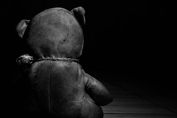 Lonely Teddy Bear Sitting in the Dark