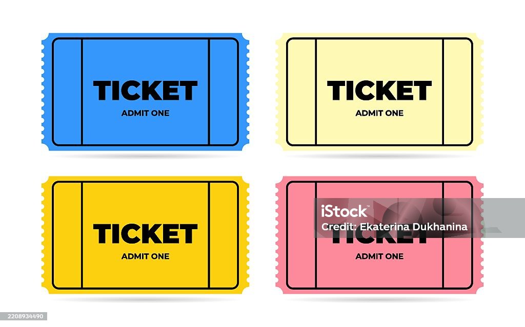 Simple Ticket Images Color Simple Ticket Template Set Vector Illustration Collection On ...