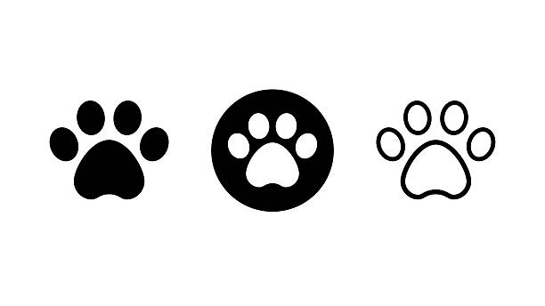 mancsnyom ikon készlet - pets témájú stock illusztrációk