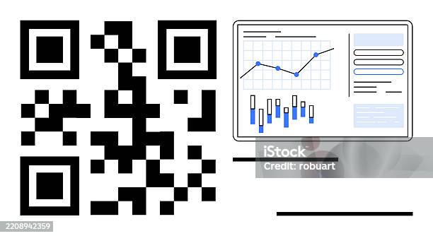 Qr Code With Analytics Dashboard Showing Graphs And Charts For Data ...
