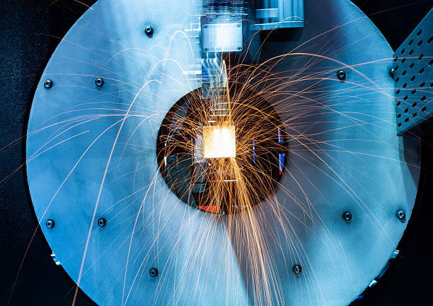 istock Laser cutting machine is cutting metal 2208944055