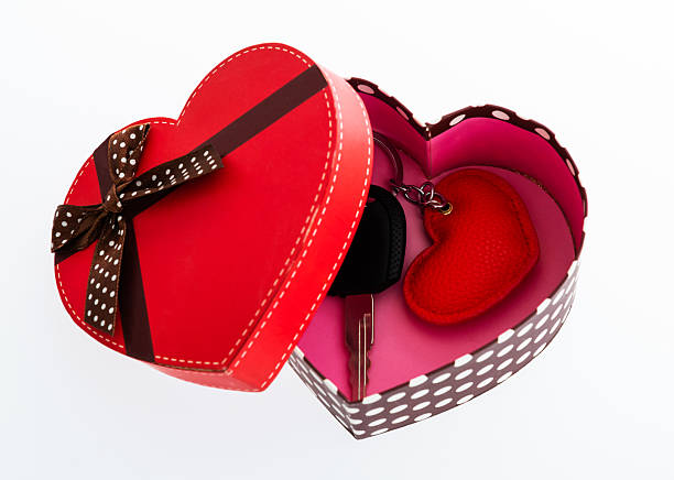 istock Car key with heart shape on gift box 2208944640