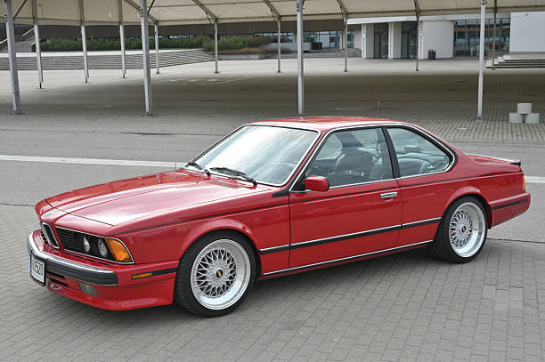 Vilnius, Lithuania - April 04, 2025: vintage BMW car at street in Vilnius Lithuania.
