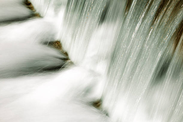 Waterfall splashing texture or background. Slow shutter speed, blurry motion, close up shot, no people