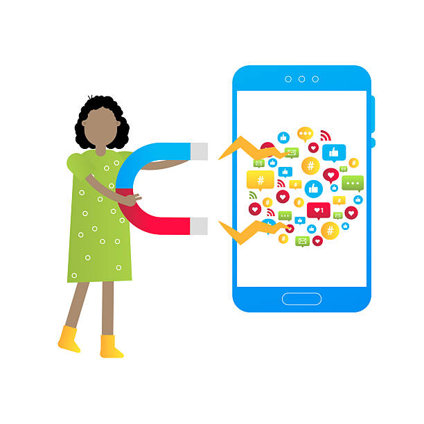 istock Digital marketing and social media advertising concept vector flat illustration on the white background 2208947136