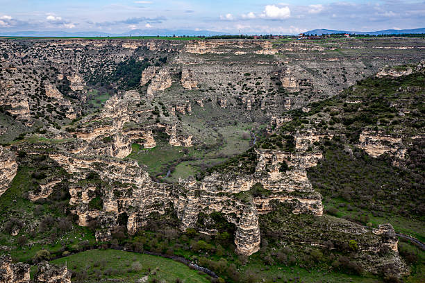 istock Ulubey Canyon displaying its magnificent rock formations and meandering river 2208953289