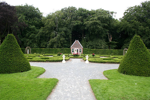 Netherlands,Groningen,Eemsmond,Hefshuizen,Uithuizen, june 2017: Garden of the Menkemaborg, an historical house in Groningen