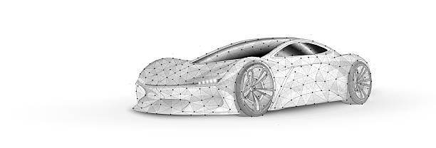 istock A concept car racing at high speed. Fast auto, green technology, sport vehicle. 2208958676