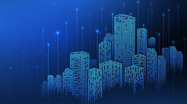 City buildings abstract background. Smart city, urban concept, real estate, organization office, future cityscape, skyline panorama, skyscraper architecture, building construction tech concept.